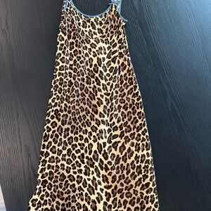 Vintage Nanette Lepore Leopard Print Slip Dress with Blue Trim